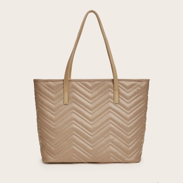 

Minimalist Chevron Tote Bag, Khaki