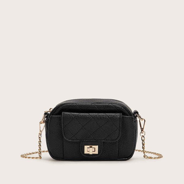 

Twist Lock Chain Crossbody Bag, Black