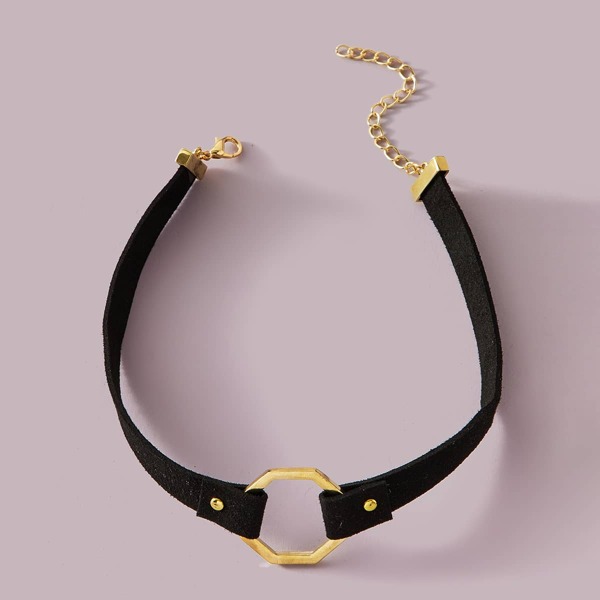 

1pc Polygon Decor Choker, Black