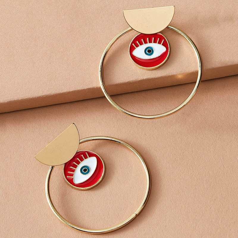 

1pair Eye Charm Hoop Drop Earring, Multicolor