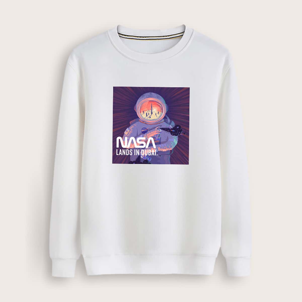 

Guys Figure & Letter Graphic Sweatshirt, White
