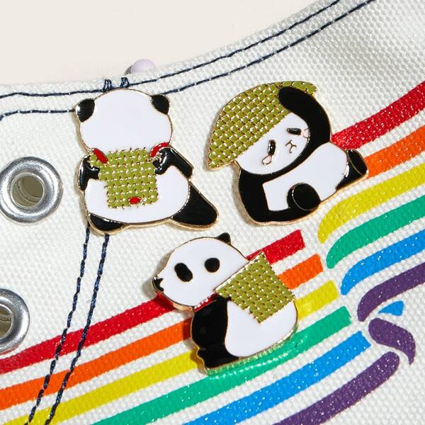 

3pcs Panda Shaped Brooch, Multicolor