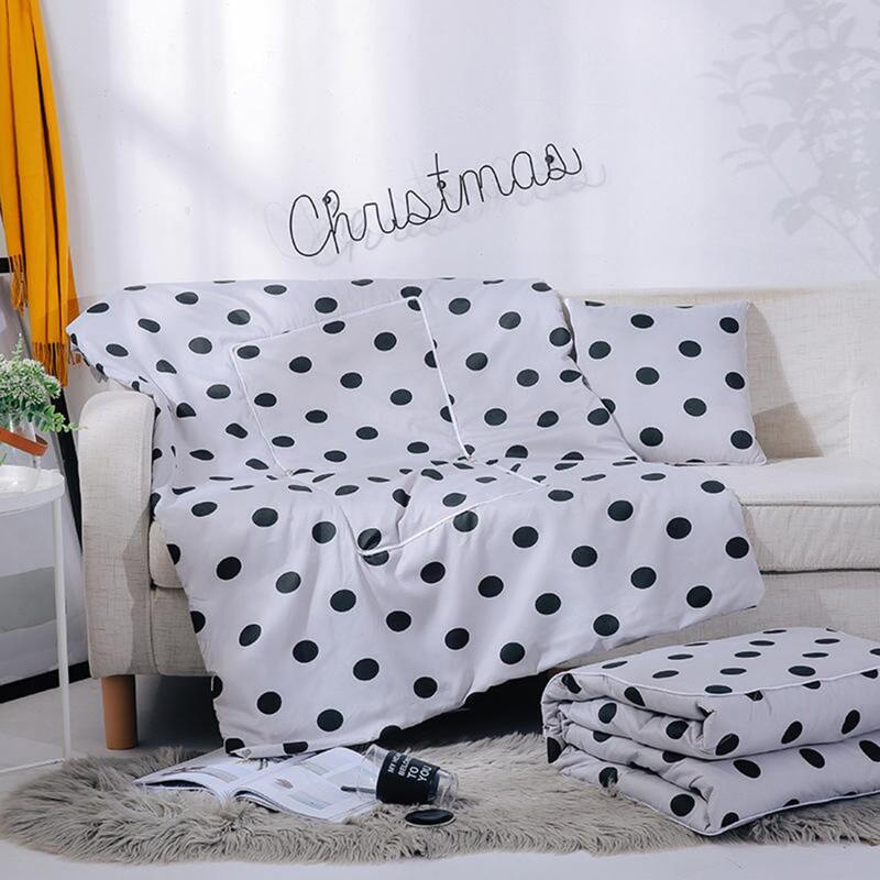 

1pc Polka Dot Pattern 2 In 1 Cushion Blanket, Black and white