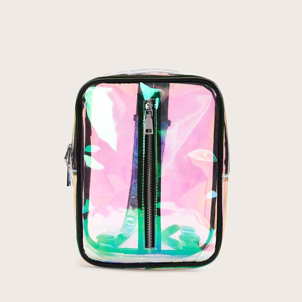 

Holographic Zip Front Backpack, Multicolor