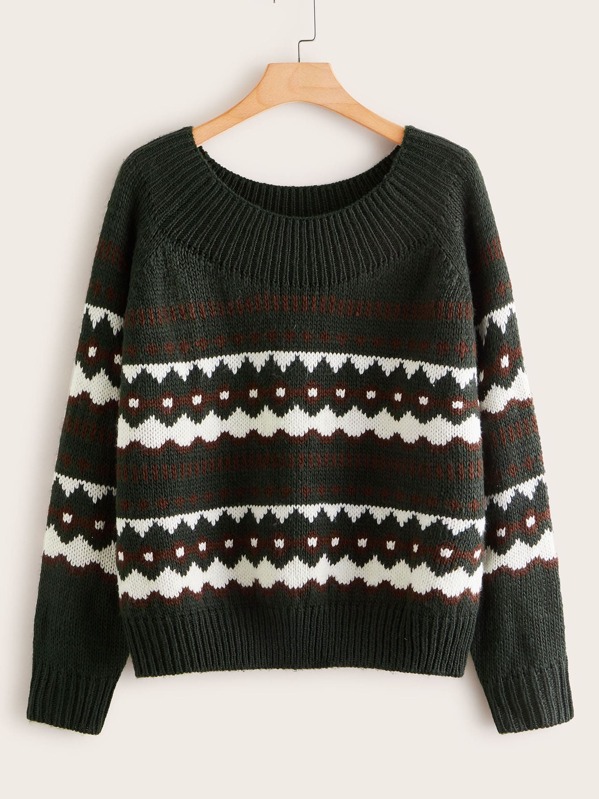 

Plus Geo Pattern Sweater, Multicolor