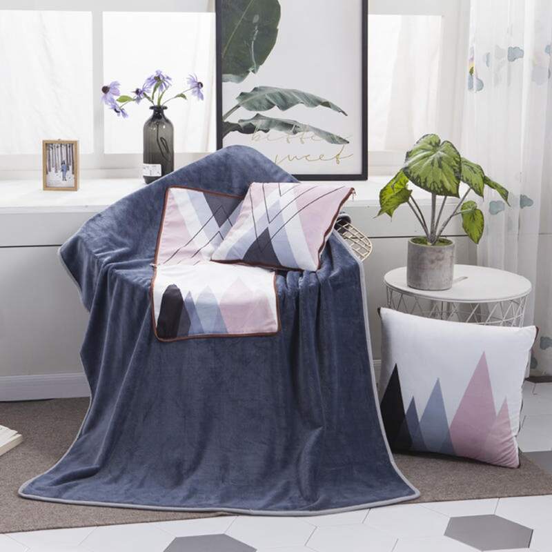 

1pc Simple Mountain Print 2 In 1 Cushion Blanket, Multicolor