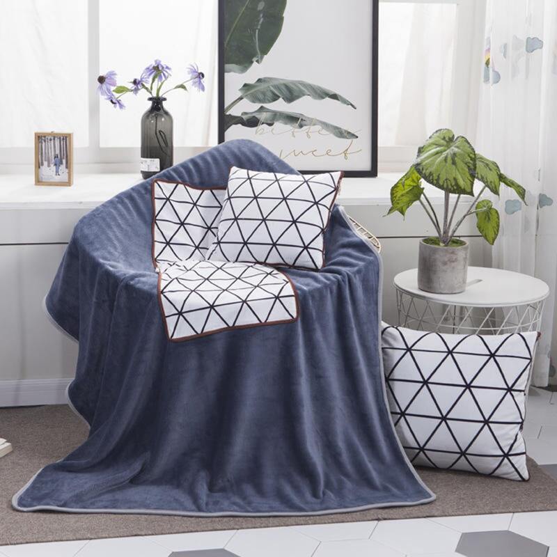 

1pc Geometric Pattern 2 In 1 Cushion Blanket, Multicolor