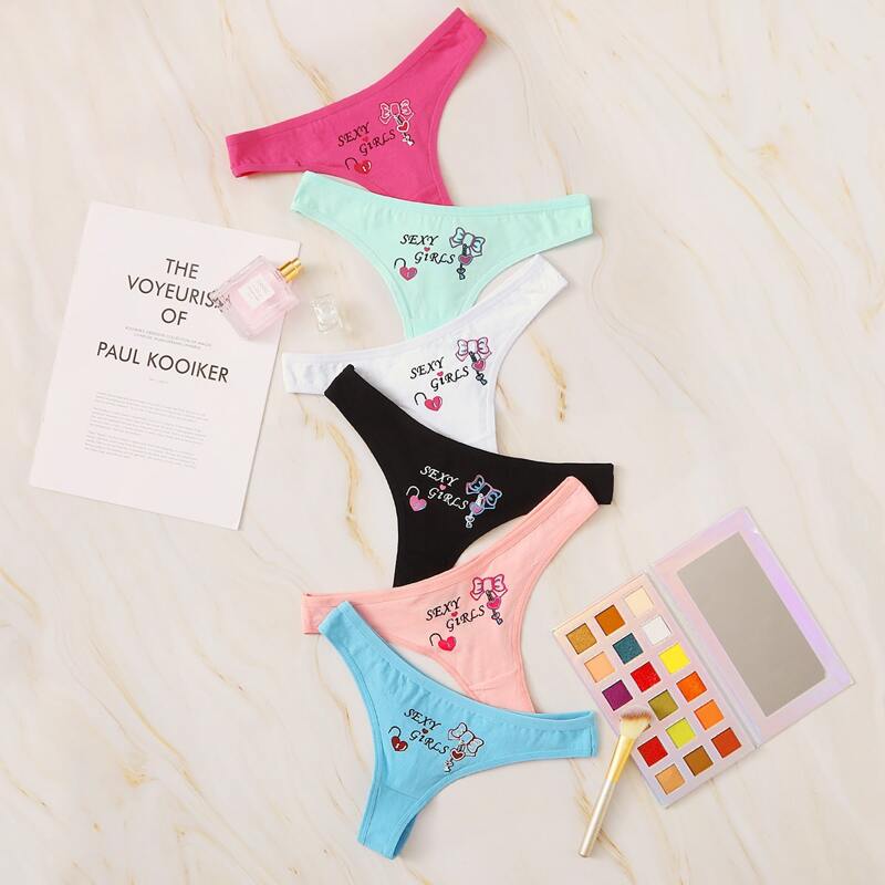 

6pack Cartoon Pattern Panty Set, Multicolor