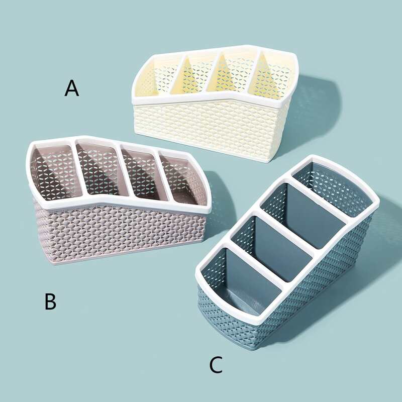 

1pc 4 Grid Hollow Storage Box, Multicolor