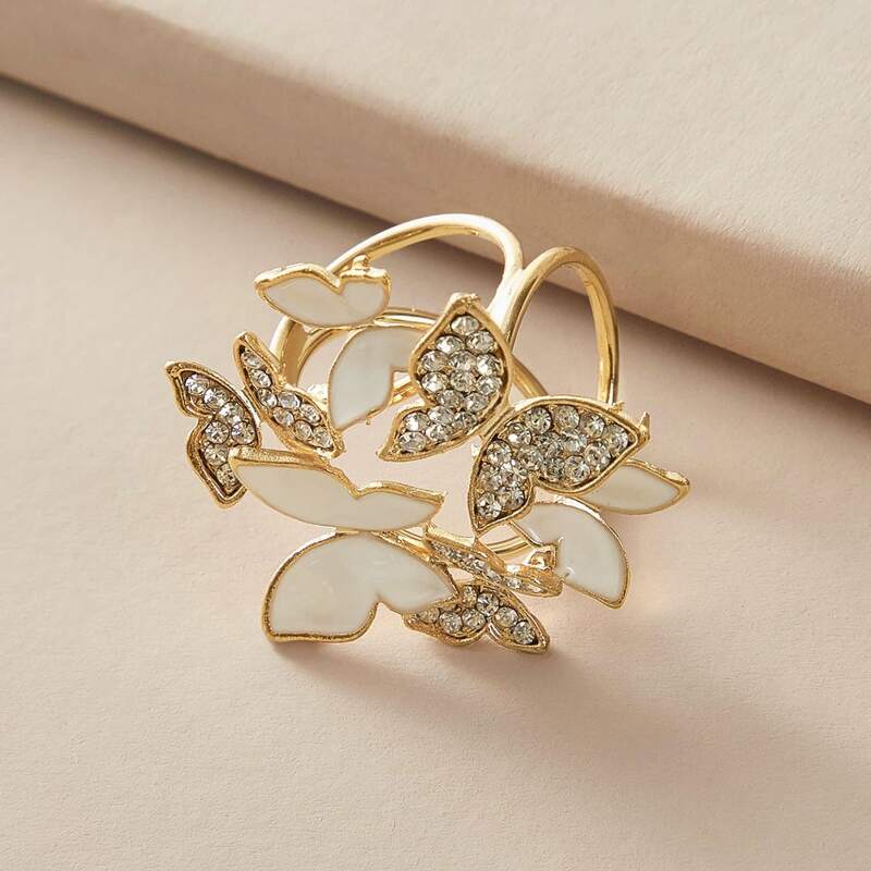 

1pc Rhinestone Engraved Butterfly Design Brooch, Multicolor