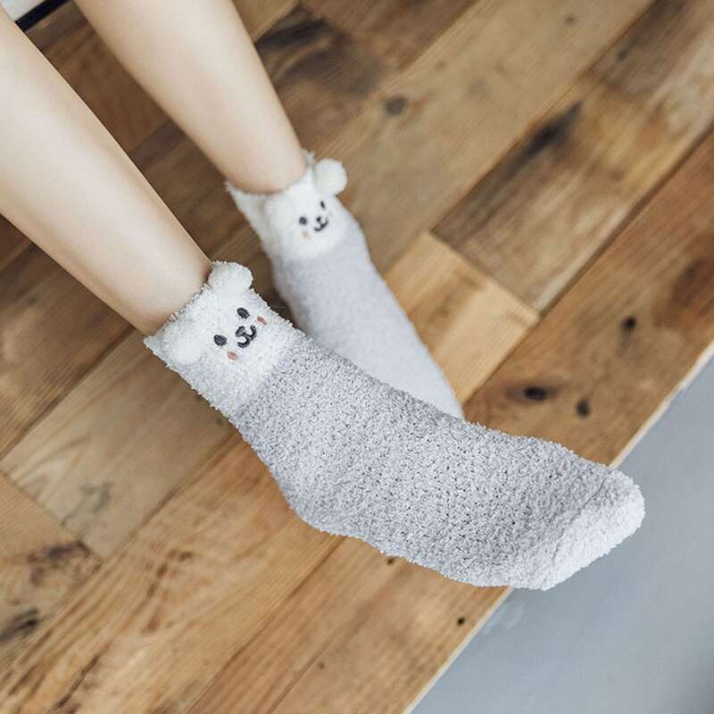 

1pair Cartoon Graphic Socks, Grey