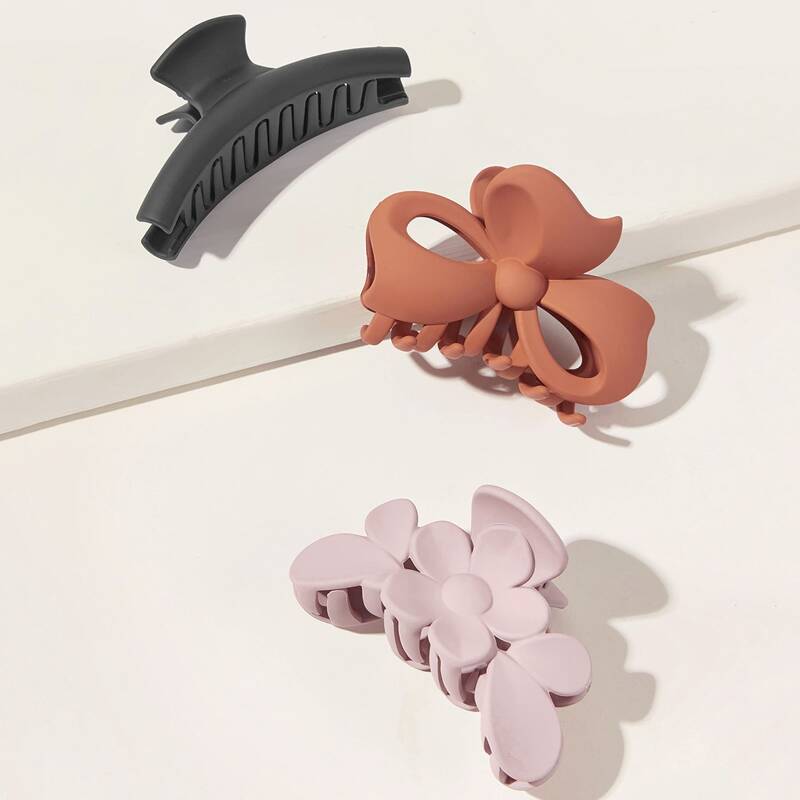 

3pcs Bow Knot & Flower Hair Claws, Multicolor