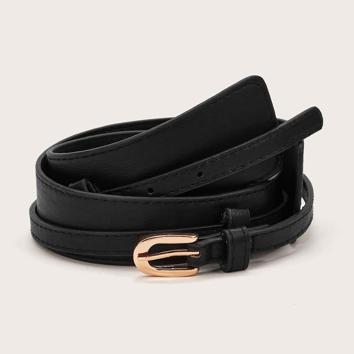 

Metal Buckle Wide Belt, Black