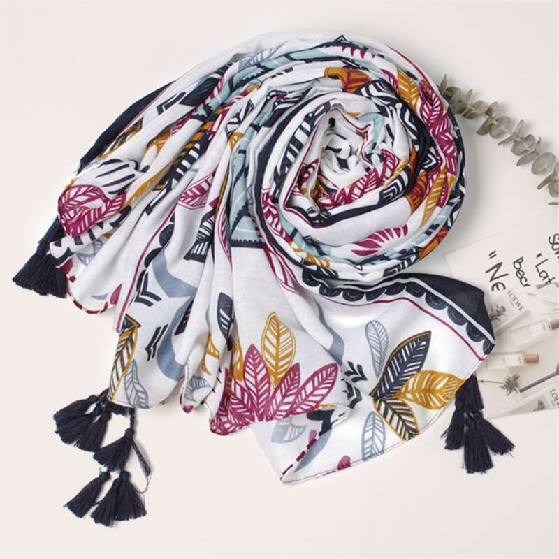 

Leaf Tassel Scarf, Multicolor