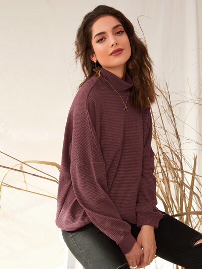 Stand Collar Drop Shoulder Oversized Tee