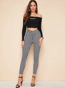 Firerie Pantalones pitillo de tiro alto con estampado de pata de gallo - Blanco y Negro - Ver 3