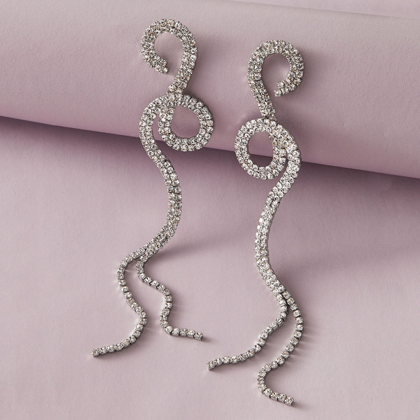 

Серьги-подвески с бахромой и стразами 1 пара, Серебряные