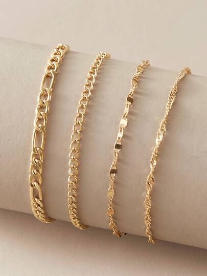 4pcs Simple Chain Anklet