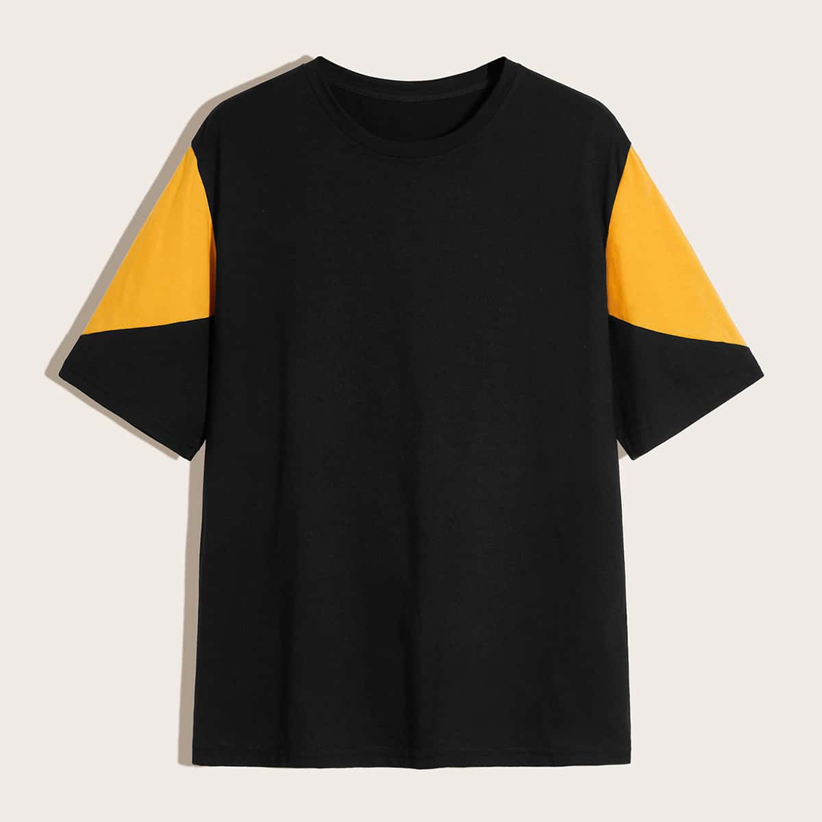 

Guys Contrast Panel Short Sleeve Tee, Black