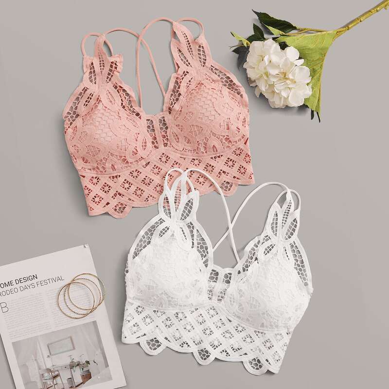 

2pack Guipure Lace Bra Set, Multicolor