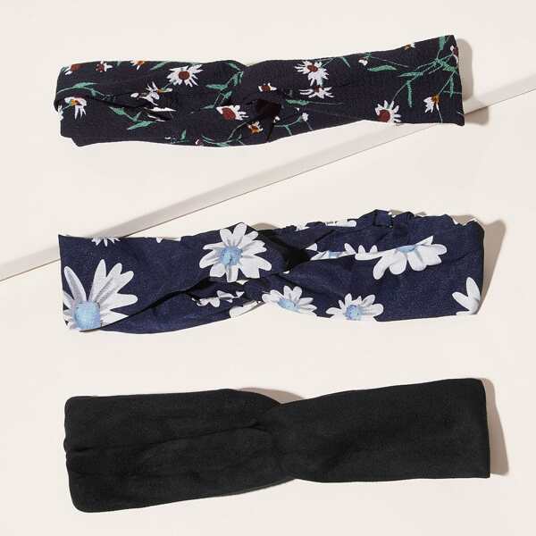 

3pcs Flower Pattern Headband, Multicolor