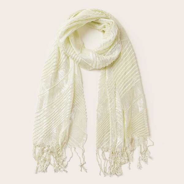 

Crumpled Fringe Scarf, White