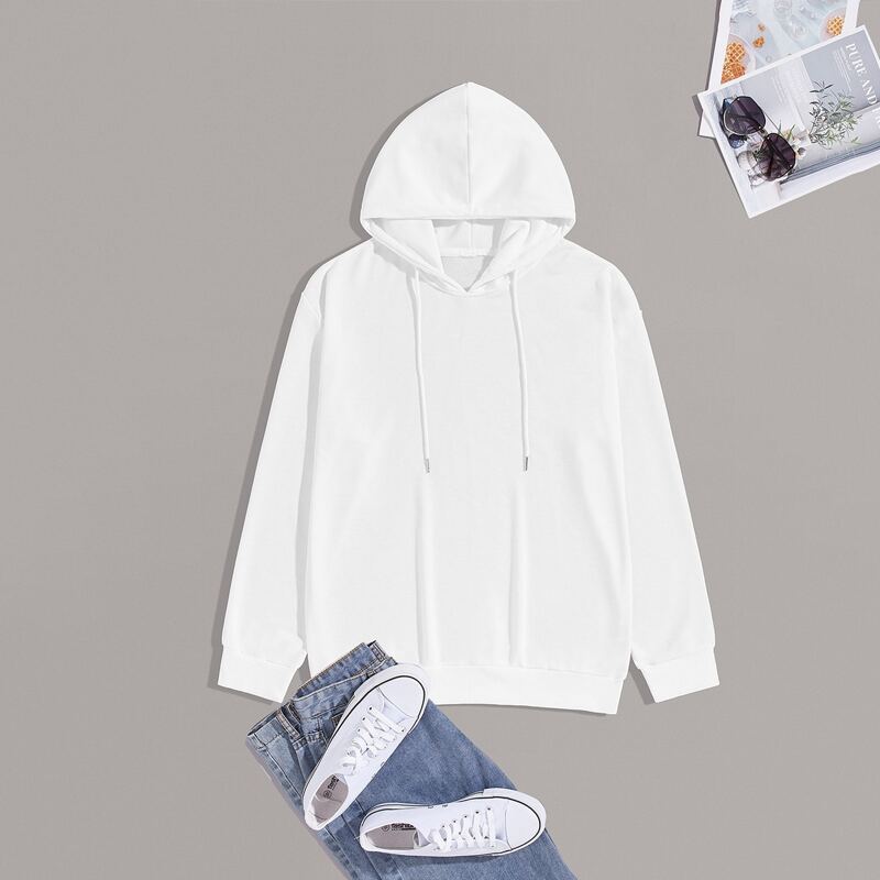 

Guys Solid Drawstring Hoodie, White