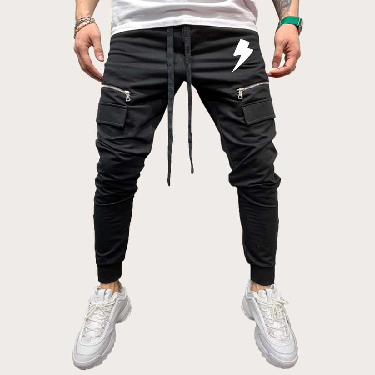 

Guys Flap Pocket Drawstring Sweatpants, Black