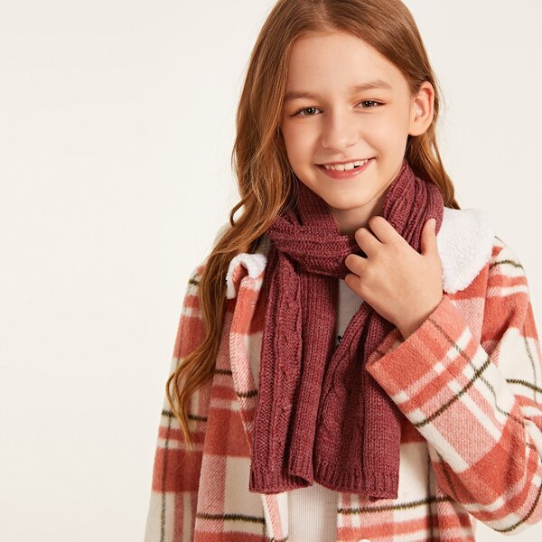 

Kids Solid Braided Scarf, Red