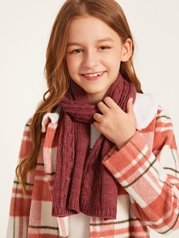 

Kids Solid Braided Scarf, Red