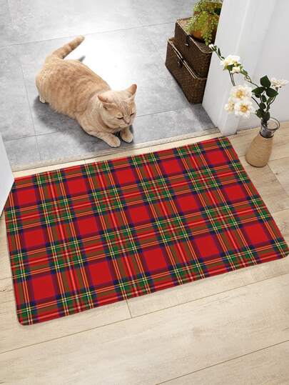 1pack Plaid Floor Mat