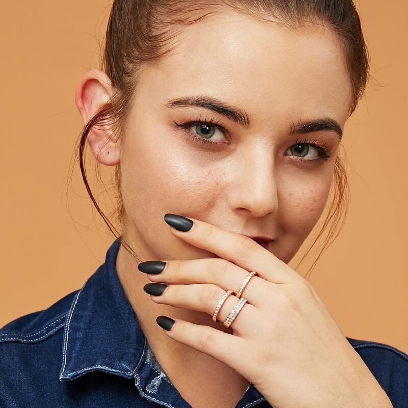 

3pcs Rhinestone Engraved Ring, Gold