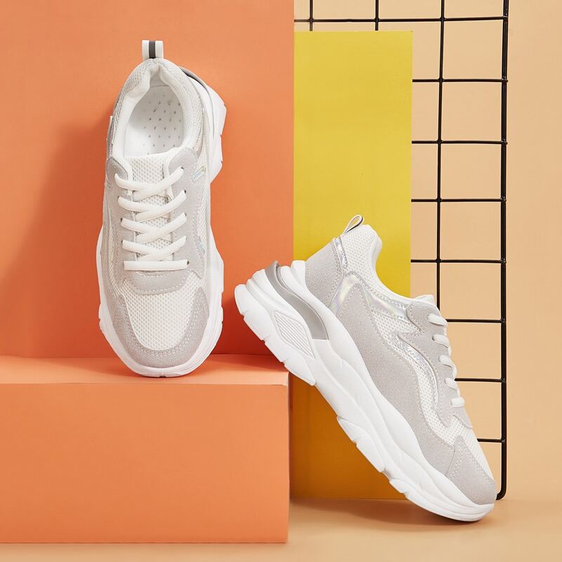 

Holographic Detail Lace-up Front Sneakers, Multicolor