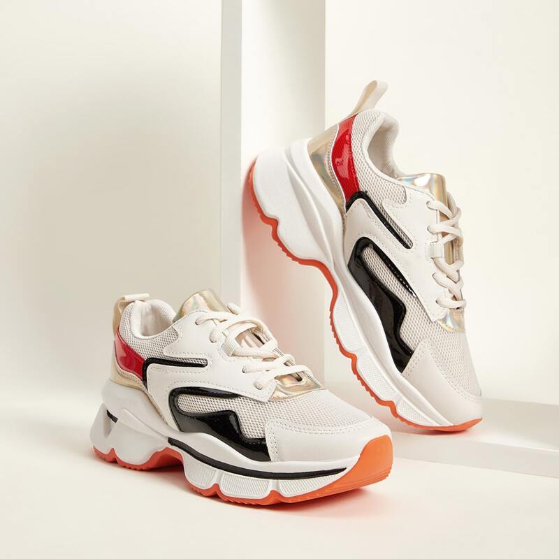 

Color Block Lace-up Front Sneakers, Multicolor