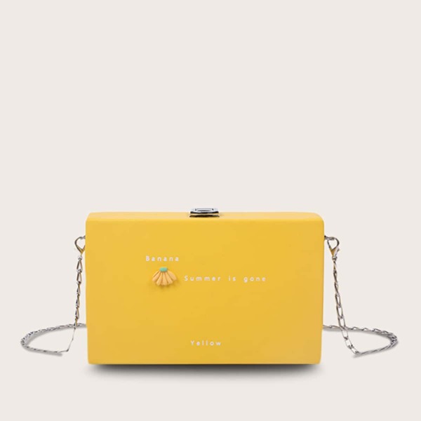 

Banana Decor Letter Graphic Box Bag, Yellow