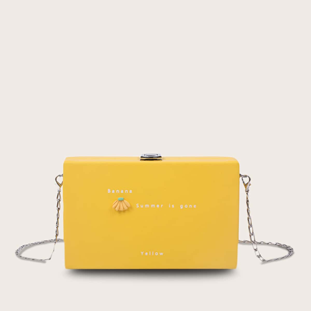 

Banana Decor Letter Graphic Box Bag, Yellow