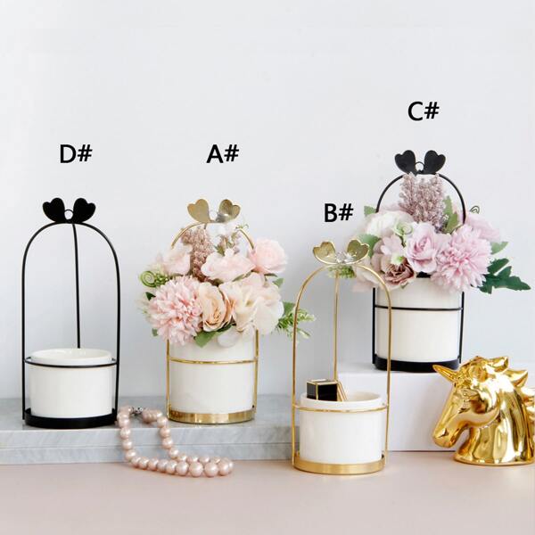 

1pc Portable Metal Edge Potted Container