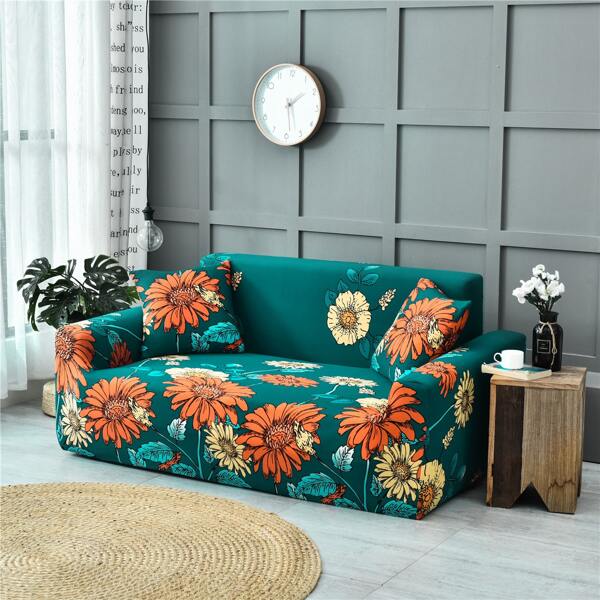 

1pc Flora Pattern Stretchy Sofa Cover, Multicolor