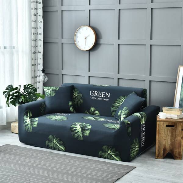 

1pc Tropical Leaf Print Stretchy Sofa Cover, Multicolor