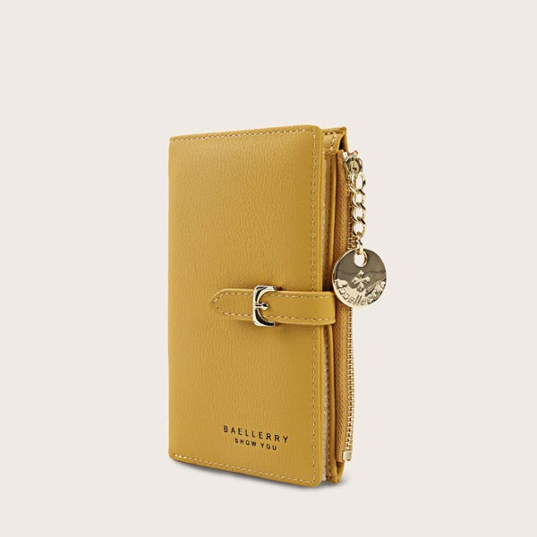 

Buckle Decor Fold Over Purse, Yellow
