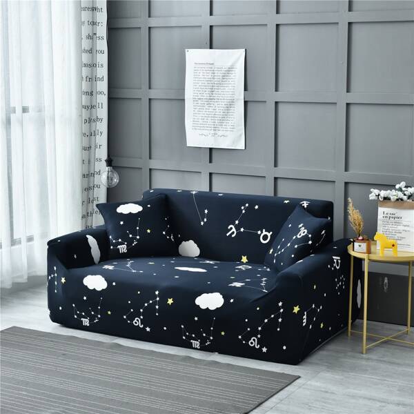 

1pc Cloud & Constellation Print Stretchy Sofa Cover, Multicolor