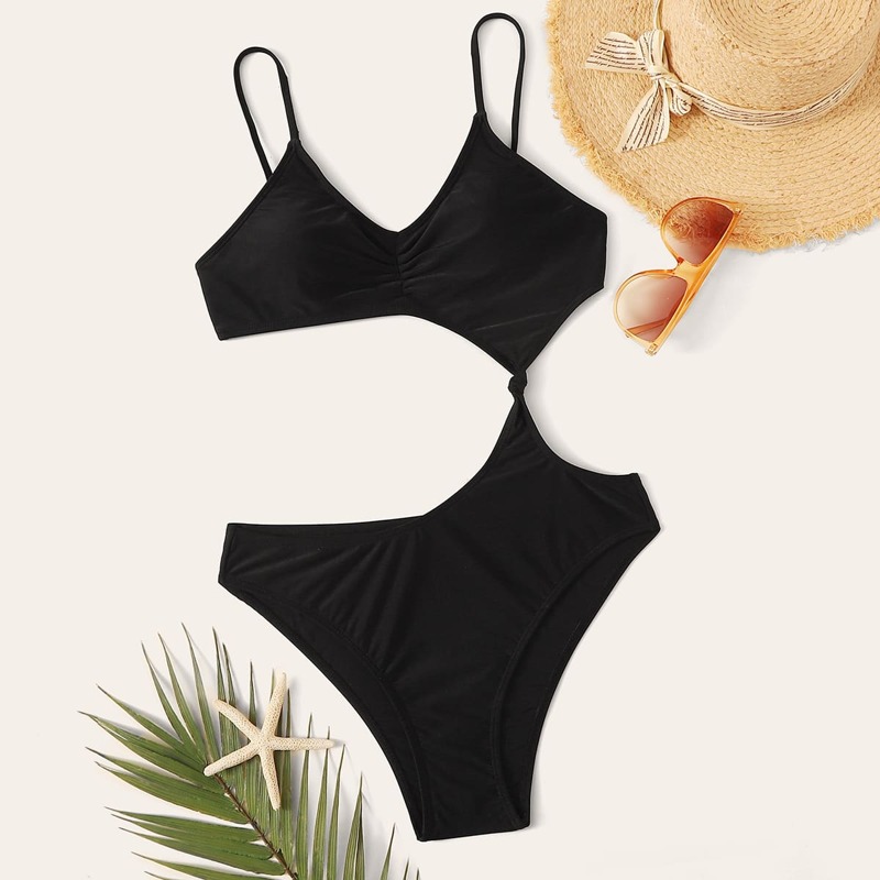 

Adjustable Strap Cut-out Monokini, Black