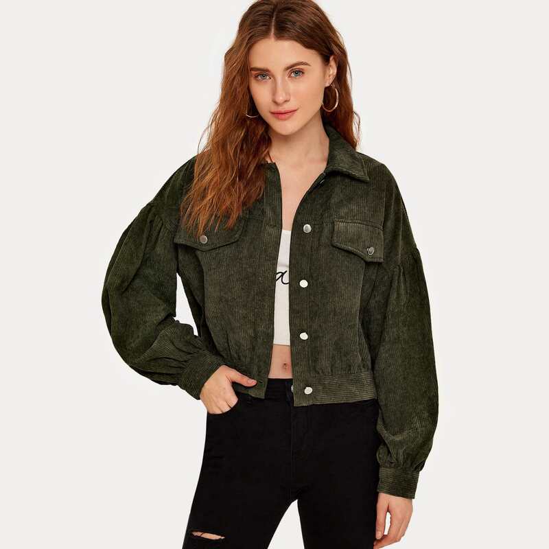 

Single Breasted Cord Jacket, Army green
