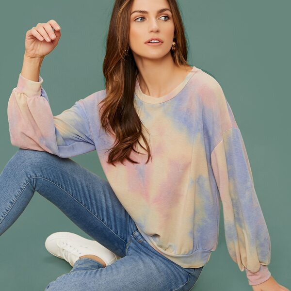 

Crew Neck Tie Dye Pullover Sweater, Multicolor