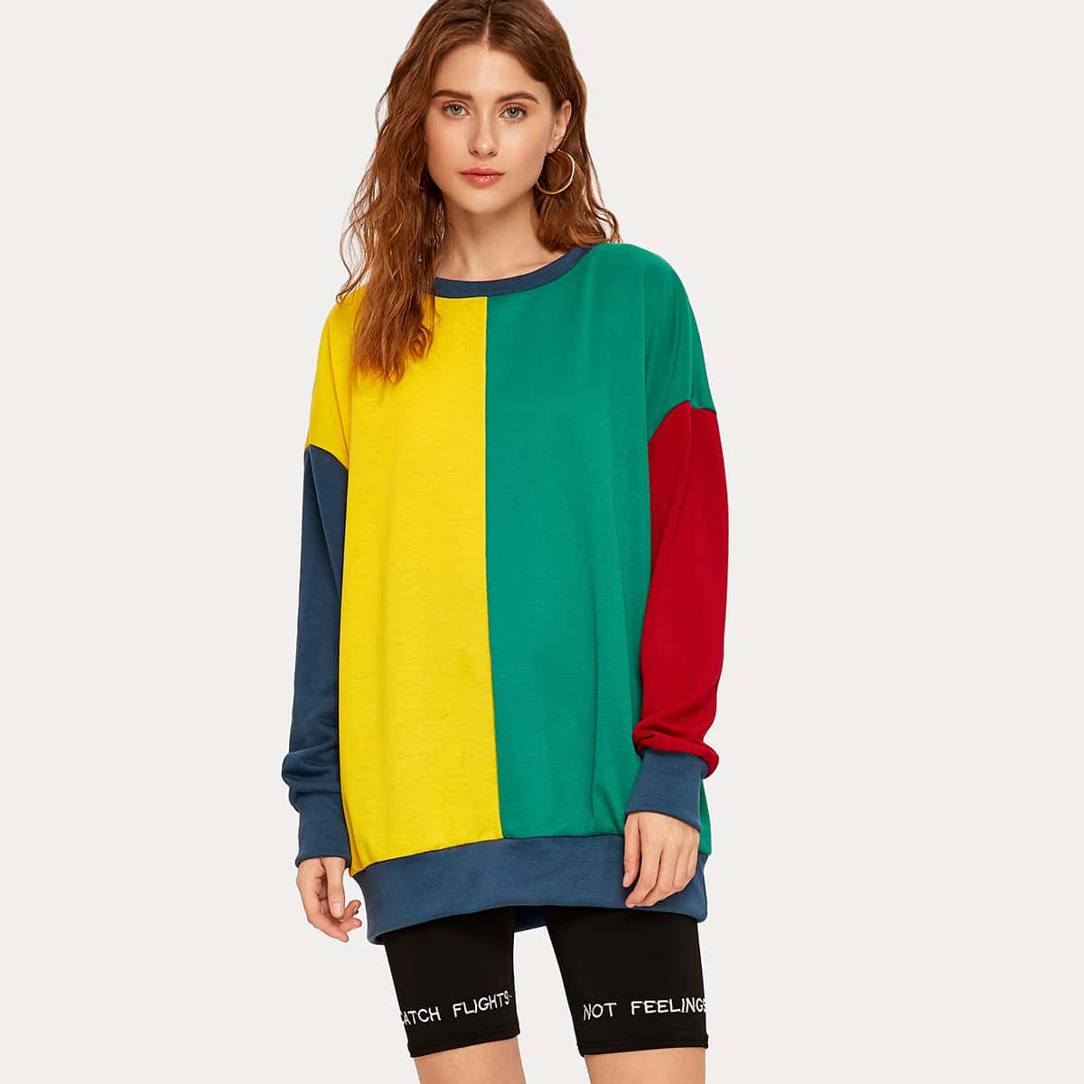

Color-block Drop Shoulder Sweatshirt, Multicolor