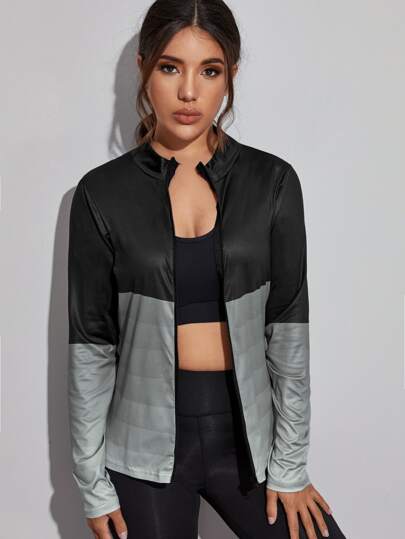Two Tone Zip Up Sports Jacket