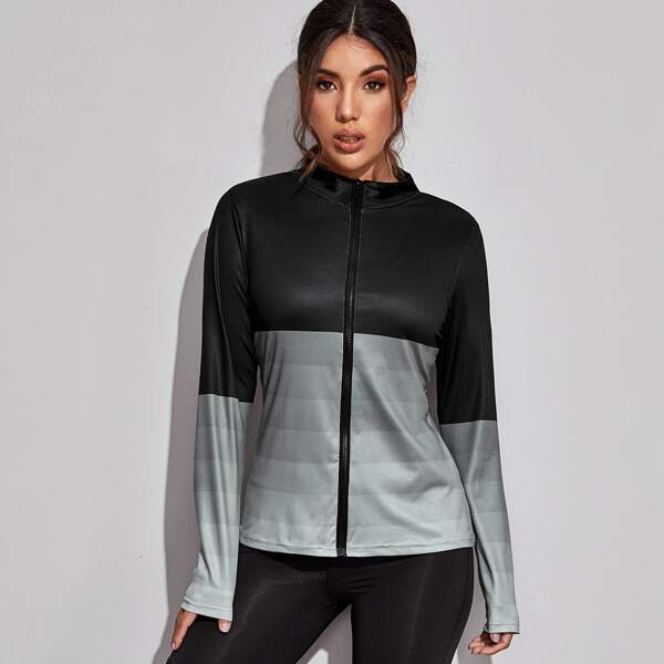 

Two Tone Zip Up Sports Jacket, Multicolor