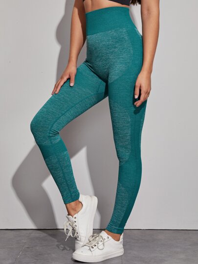 Space Dye Wide Band Waist Sports Leggings
