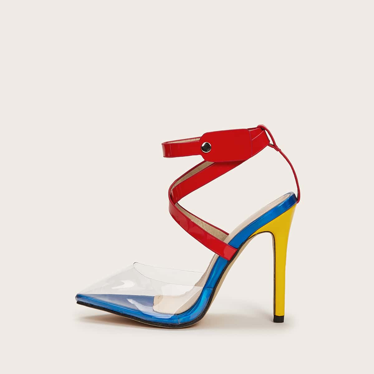 

Color Block Point Toe Stiletto Heels, Multicolor