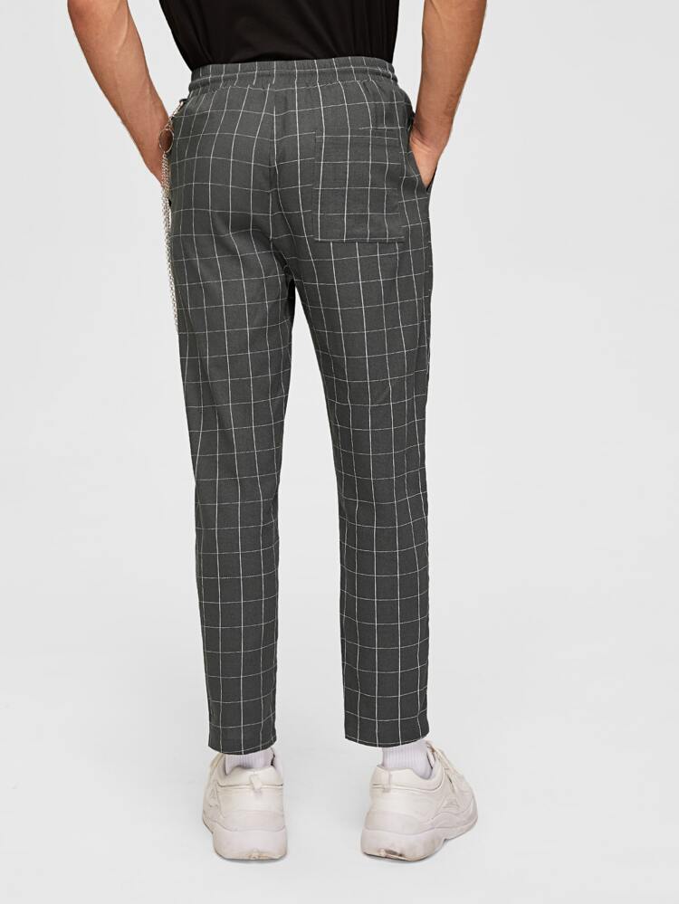 plaid pants with chain